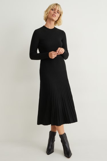 Damen - Strickkleid - schwarz