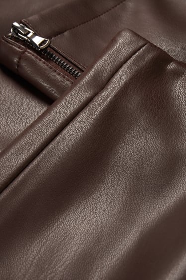 Women - Leggings - faux leather - dark brown