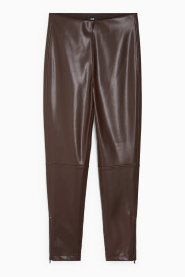 Women - Leggings - faux leather - dark brown