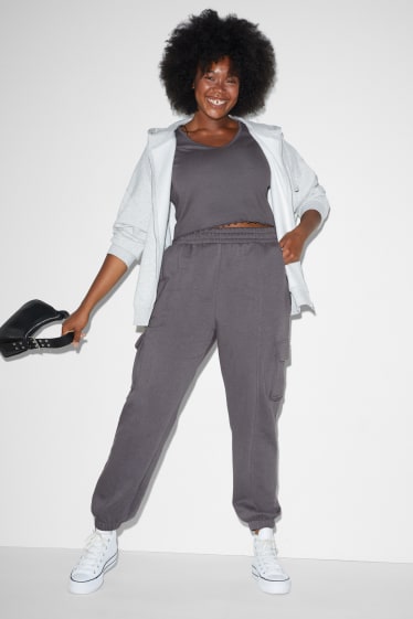 Dona - CLOCKHOUSE - pantalons de xandall cargo - gris fosc