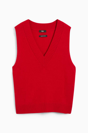 Femmes - Pull sans manches - laine mélangée - rouge