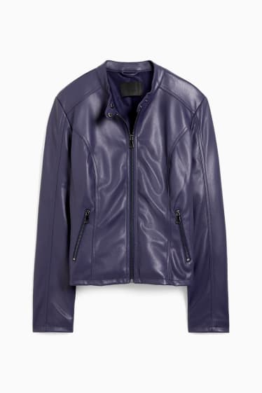 Femmes - Blouson motard - synthétique - bleu foncé