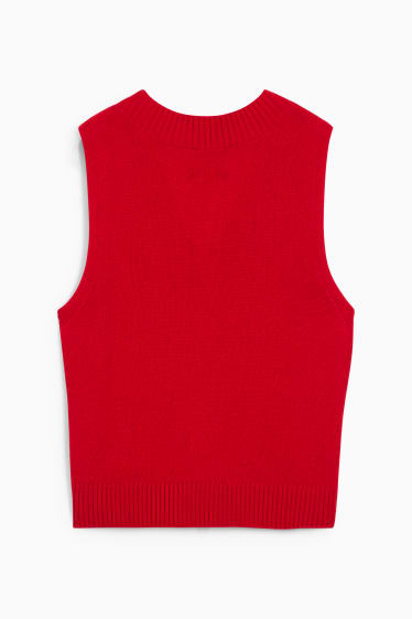 Femmes - Pull sans manches - laine mélangée - rouge