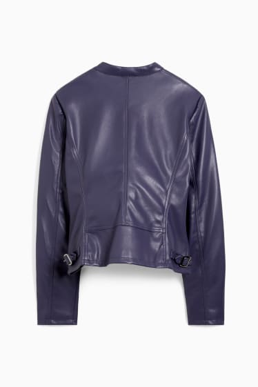 Femmes - Blouson motard - synthétique - bleu foncé