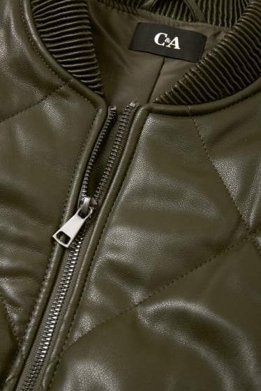 Women - Bomber jacket - faux leather - dark green
