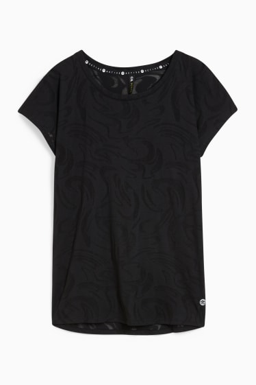 Damen - Funktions-T-Shirt - gemustert - schwarz