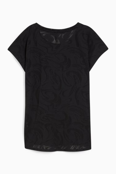 Damen - Funktions-T-Shirt - gemustert - schwarz