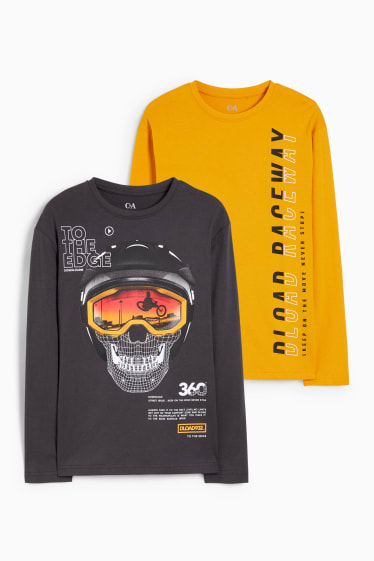 Copii - Băieți - Multipack 2 buc. - tricou cu mânecă lungă - gri închis