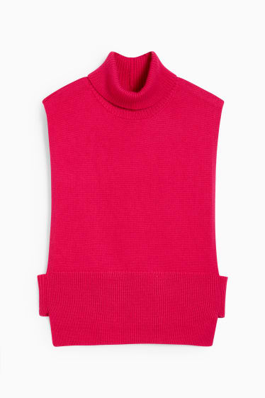 Femei - Poncho tricotat cu conținut de cașmir - roz