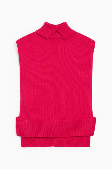 Femei - Poncho tricotat cu conținut de cașmir - roz