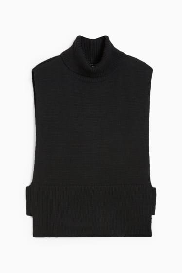 Femmes - Poncho de maille en cachemire mélangé - noir