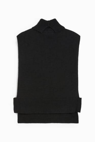 Femmes - Poncho de maille en cachemire mélangé - noir