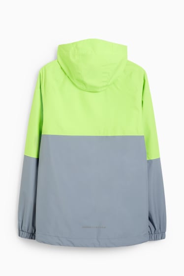 Uomo - Giacca impermeabile con cappuccio - impermeabile - verde fluorescente