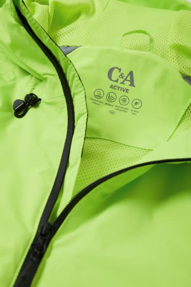 Pánské - Nepromokavá bunda s kapucí - z vodotěsného materiálu - neonově zelená
