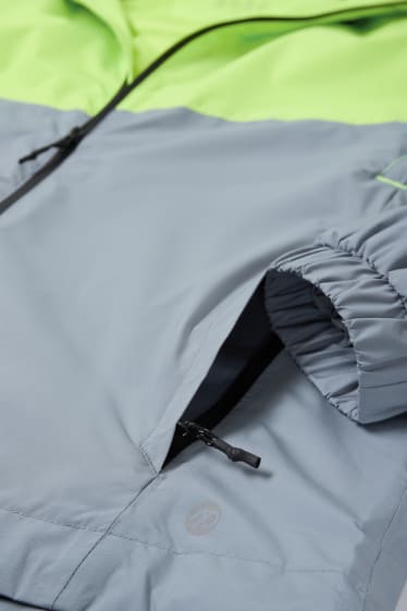 Pánské - Nepromokavá bunda s kapucí - z vodotěsného materiálu - neonově zelená