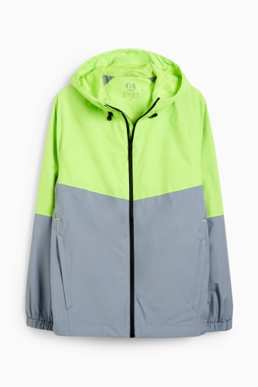 Herren - Regenjacke mit Kapuze - wasserdicht - neon-grün