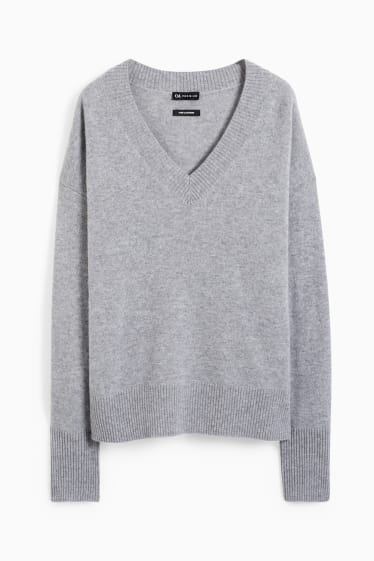 Damen - Kaschmir-Pullover - grau