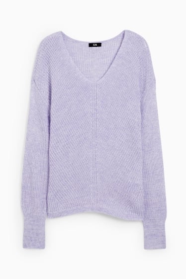 Women - V-neck jumper - violet-melange