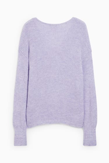 Women - V-neck jumper - violet-melange