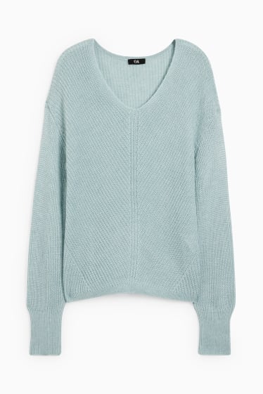 Donna - Pullover con collo a V - verde menta