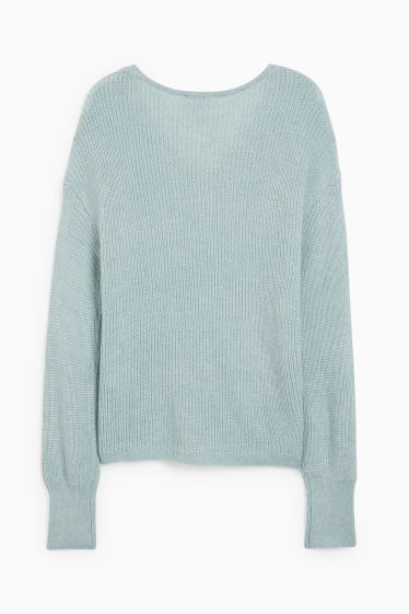 Donna - Pullover con collo a V - verde menta