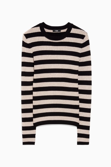 Donna - Maglione - righe - nero / beige