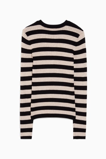 Donna - Maglione - righe - nero / beige