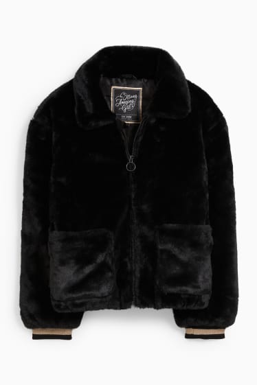 Children - Faux fur jacket - black