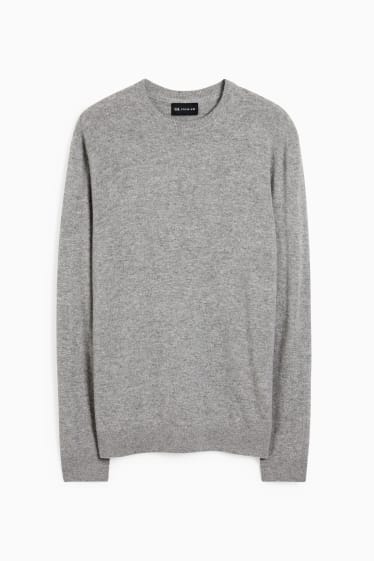 Pánské - Kašmírový svetr - šedá-žíhaná