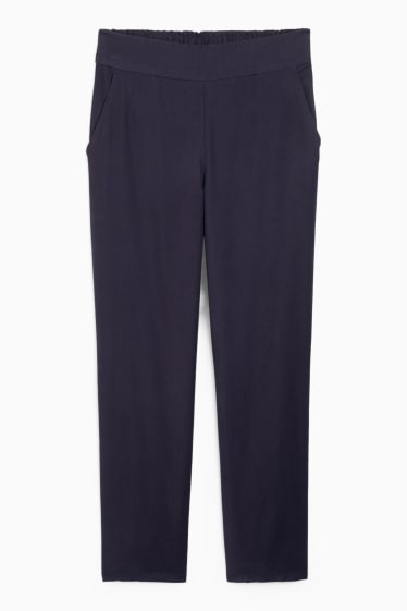 Dames - Pantalon - high waist - tapered fit - donkerblauw