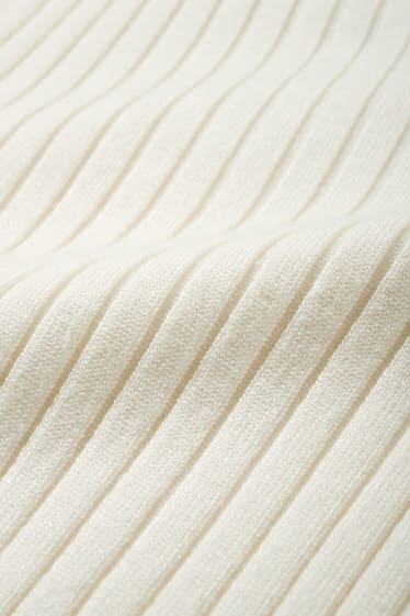 Damen - Pullover mit Stehkragen - gerippt - weiß