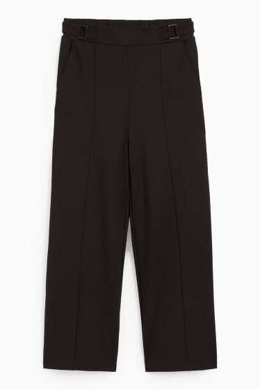 Donna - Pantaloni di jersey - gamba larga - nero