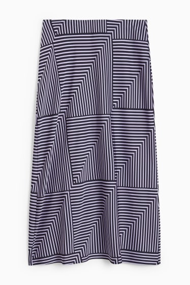 Women - Skirt - patterned - dark blue