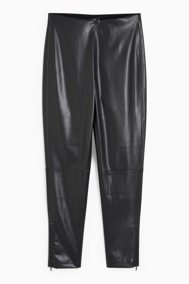 Damen - Leggings - Lederimitat - schwarz