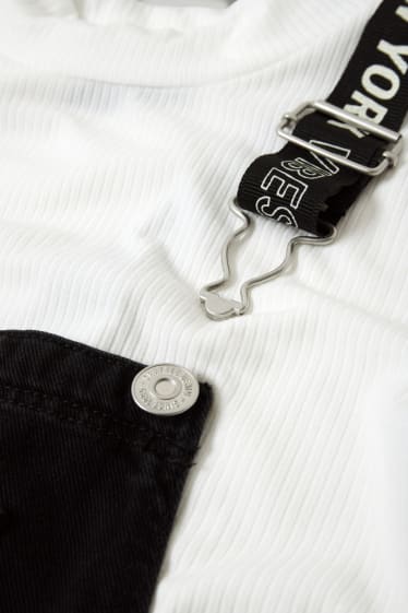 Nen/a - Conjunt - vestit de peto texà i samarreta de màniga llarga - 2 peces - negre