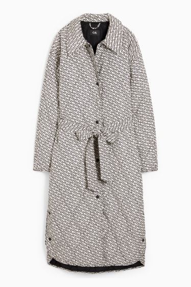 Women - Quilted coat - patterned - beige