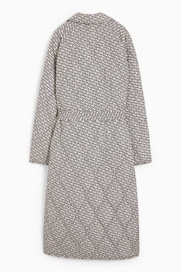 Women - Quilted coat - patterned - beige