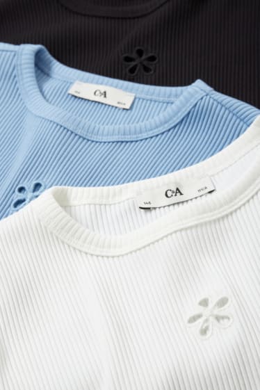Kinder Mädchen - Extended Sizes - Multipack 3er - Langarmshirt - cremeweiß