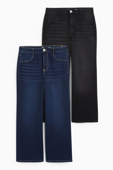 Kinder Mädchen - Extended Sizes - Multipack 2er - Wide Leg Jeans - dunkeljeansblau