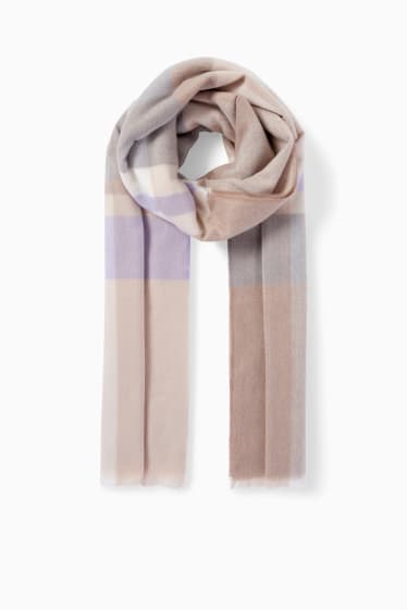 Damen - Schal - kariert - beige