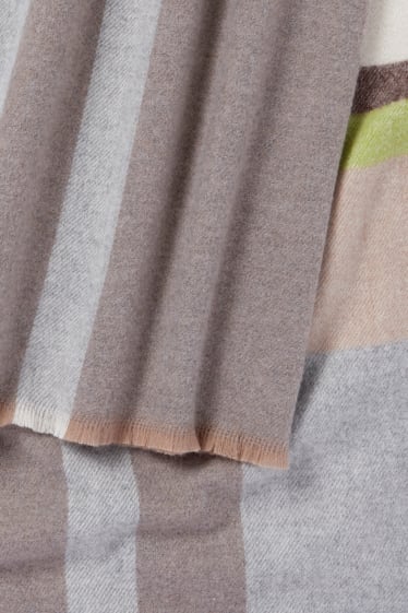 Femmes - Écharpe - à carreaux - beige
