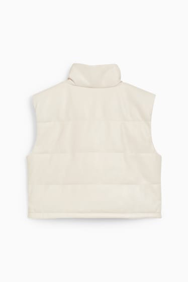 Women - Quilted gilet - faux leather - cremewhite