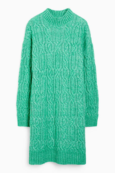 Femmes - Robe en maille - motif tressé - vert