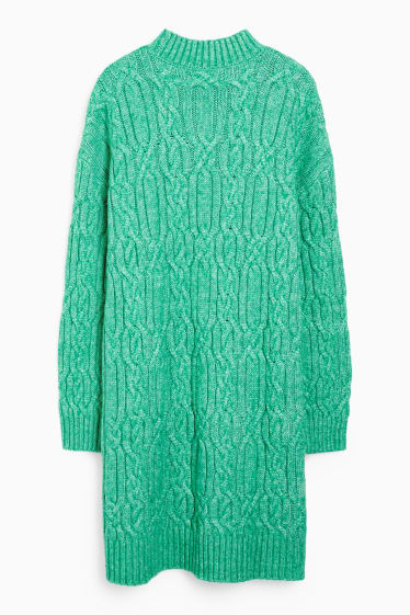 Femmes - Robe en maille - motif tressé - vert