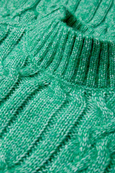 Femei - Rochie din tricot - cu torsade - verde