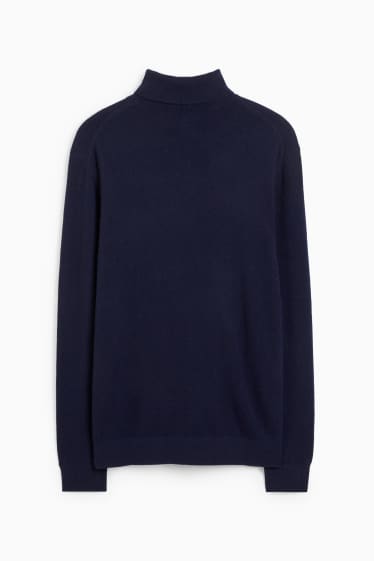 Uomo - Maglione a dolcevita in cashmere - blu scuro