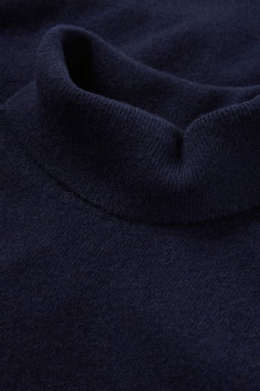 Uomo - Maglione a dolcevita in cashmere - blu scuro