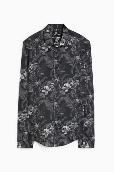 Heren - Business-overhemd - slim fit - cut away - gemakkelijk te strijken - zwart