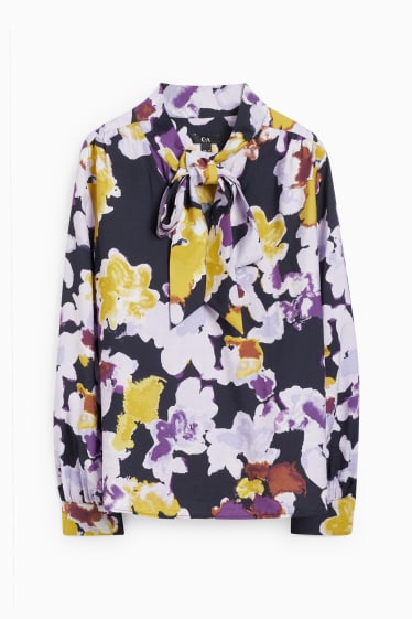 Women - Blouse - floral - dark blue