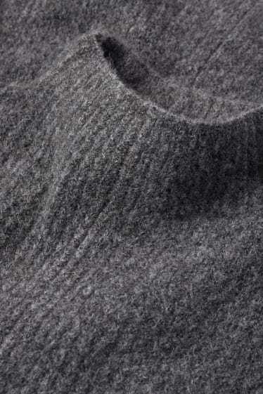 Damen - Pullover mit Stehkragen - dunkelgrau